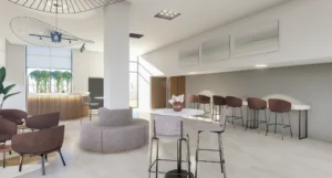 Auditorium Lobby - Barstools and lounge area - GNPC