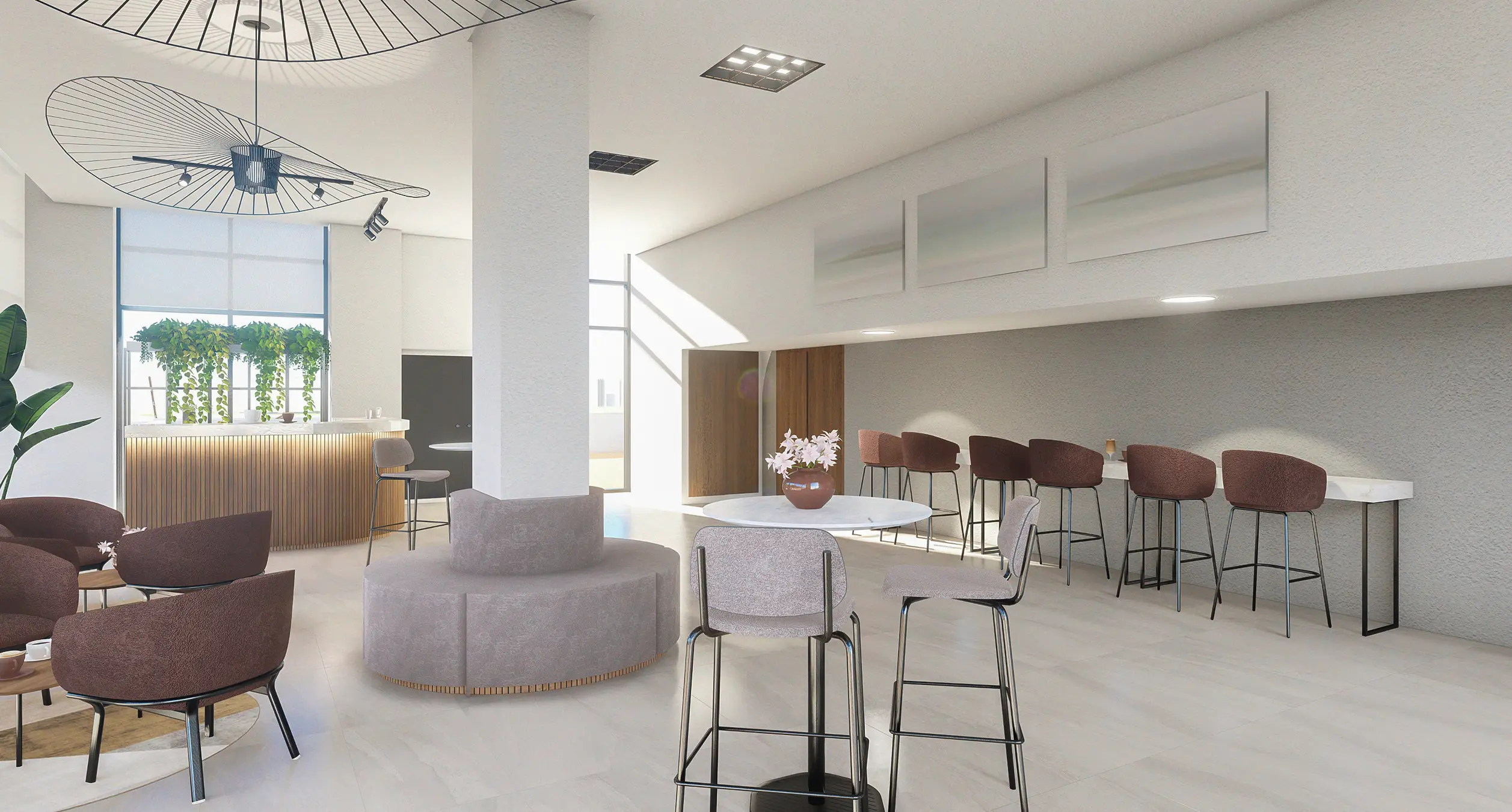 Auditorium Lobby - Barstools and lounge area - GNPC