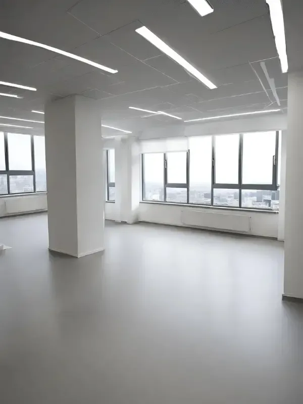 With natural empty office room with LED lighting that require Office Cat A Fit Out